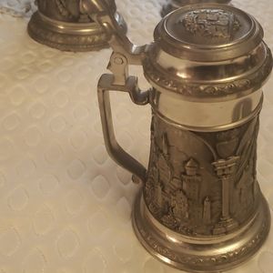 Bavarian pewter tankard with intricate scenes